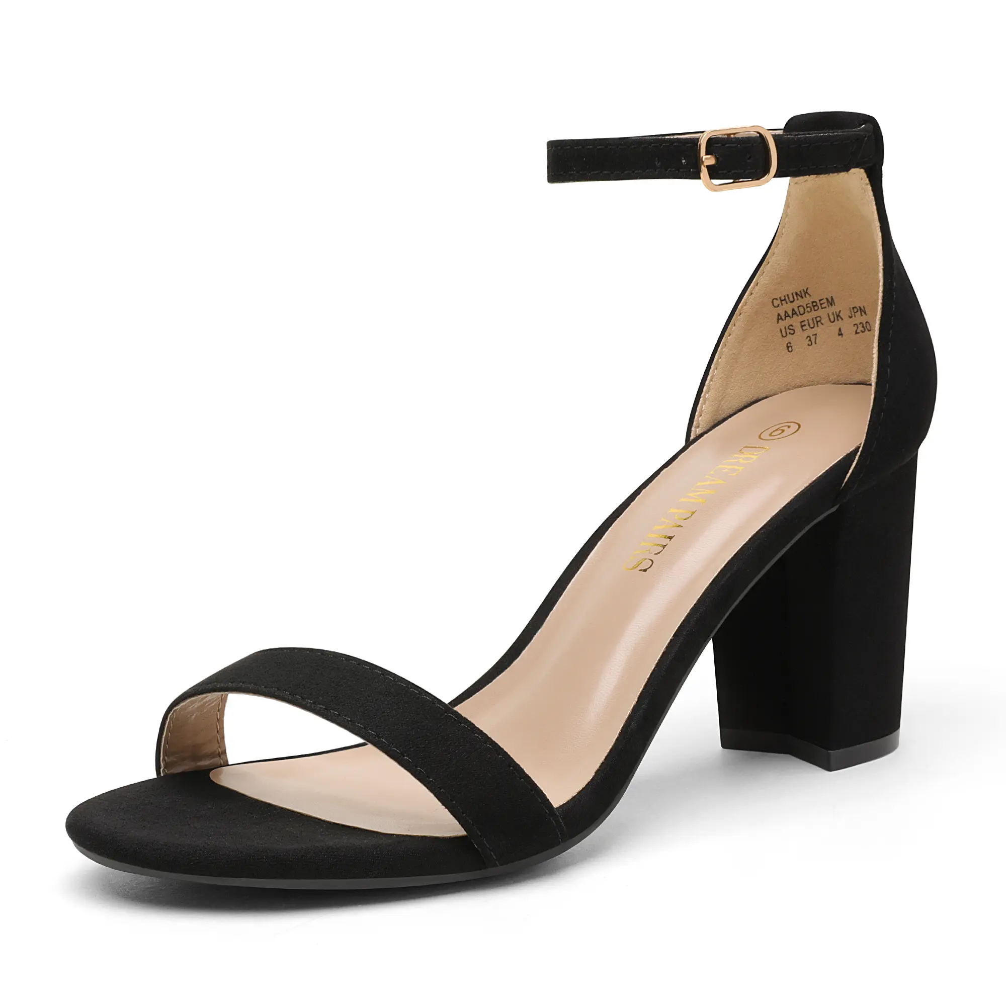 Dream Pairs Women's Heeled Sandals, Open Toe Ankle Strap, 3-Inch Steady Chunky Block Heel, Comfortable Padded Heels for Women, Wide Width, Women Sandals