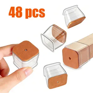 48 Pcs Chair Leg Protector Silicone,Chair Leg Pads, Furniture Leg Protector, Tile Floors Furniture Feet Reduce Noise (Clear L Fit 1"-1.42")