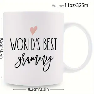 Worlds Best Grammy Themed Coffee Mug Elegant Calligraphy Pink and Black Cup Dishwasher Safe 11oz Tea and Coffee Gift for Grandma on Mothers Day Birthday and Christmas