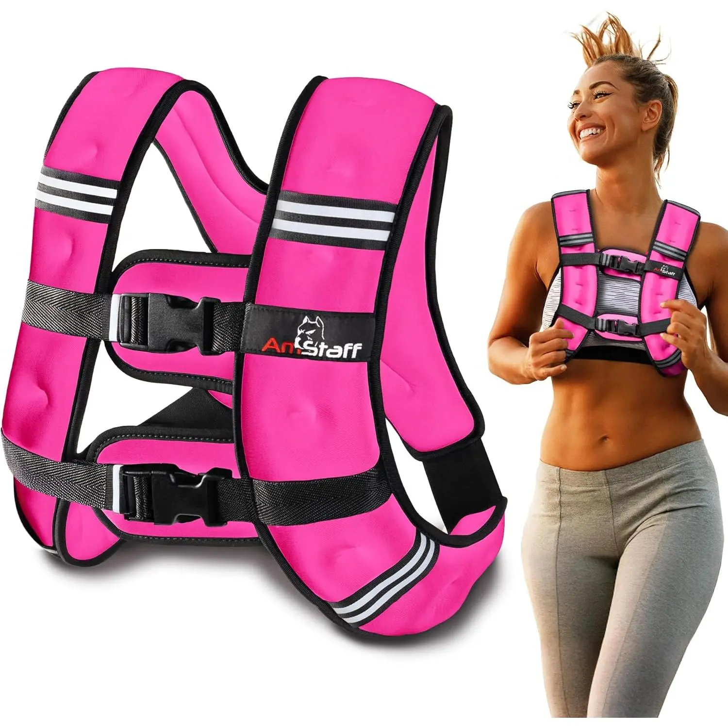 Adjustable Weight Vest - Workout Training Equipment for Running, Strength Training Gear (6lbs to 30lbs) with Reflective Stripe for Safe Outdoor Workouts, Running/Training