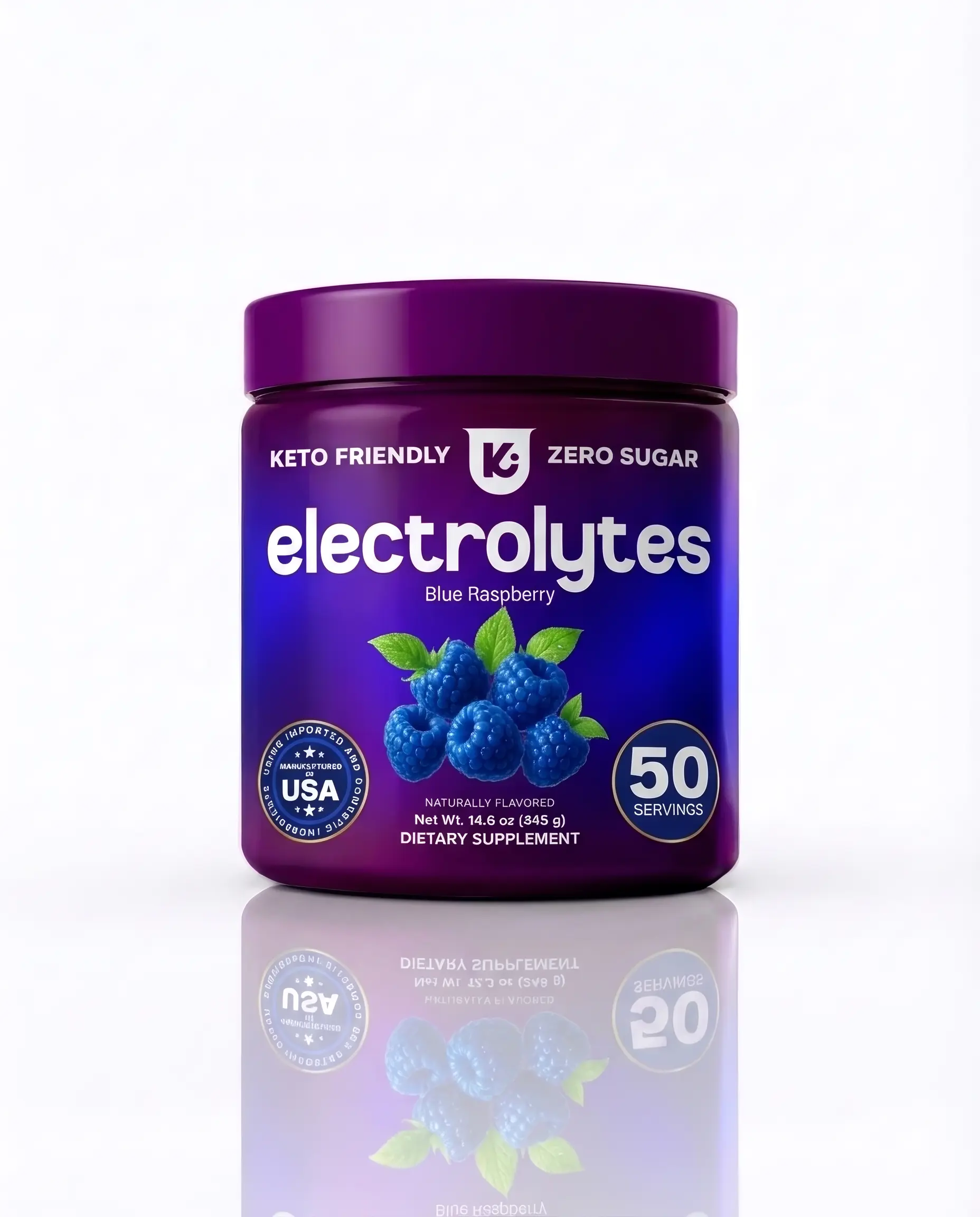 Keppi Blue Raspberry Electrolytes Powder Sugar Free Hydration Drink Mix 50 Servings Keto Fasting Friendly