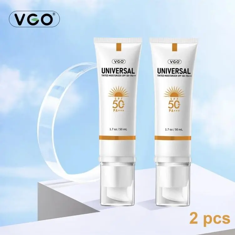 VGO 2-in-1 Tinted Moisturizer-Foundation with SPF 50+, Facial Sunblock for Dry Skin, Hydrating Formula to Lock Moisture & Even Skin Tone, Shade Earthy Yellow, Tinted Sunscreen, Spf Makeup, Sunscreen Everyday, Adults, Moisturizing, Sun Protection, Octocryl