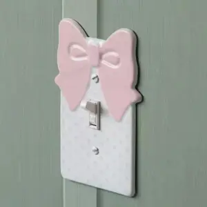 Polka Dot & Bow Single Switch Plate - Pink Bow Design for Home Decor