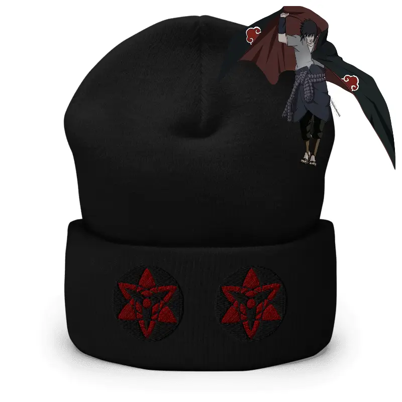 Embroidered Naruto Mangekyo Sharingan Beanie W/Satin Lining