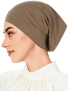 1 Piece Women's Minimalist Muslim Hijab Turban Cap, Elegant Solid Color Head Wrap Hat, Simple Style Clothes Accessories for Daily Use