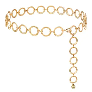 JASGOOD Women Multilayer Gold Silver Metal Link Body Chain Belt Ladies Waist Chain Belts for Jeans Dress