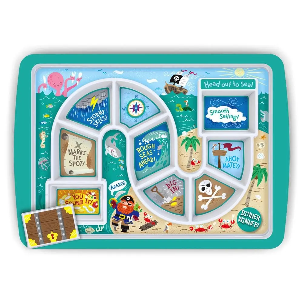 DINNER WINNER Pirate Game Plate - Gamified Mealtime Solution for Picky Eaters, Reward-Based Feeding Tray for Kids