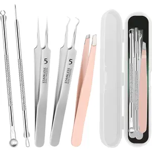 Blackhead Remover Tweezers Tools, Pimple Popper Tool Kit, Ingrown Hair Tweezers, Blackhead Pimple Extractor