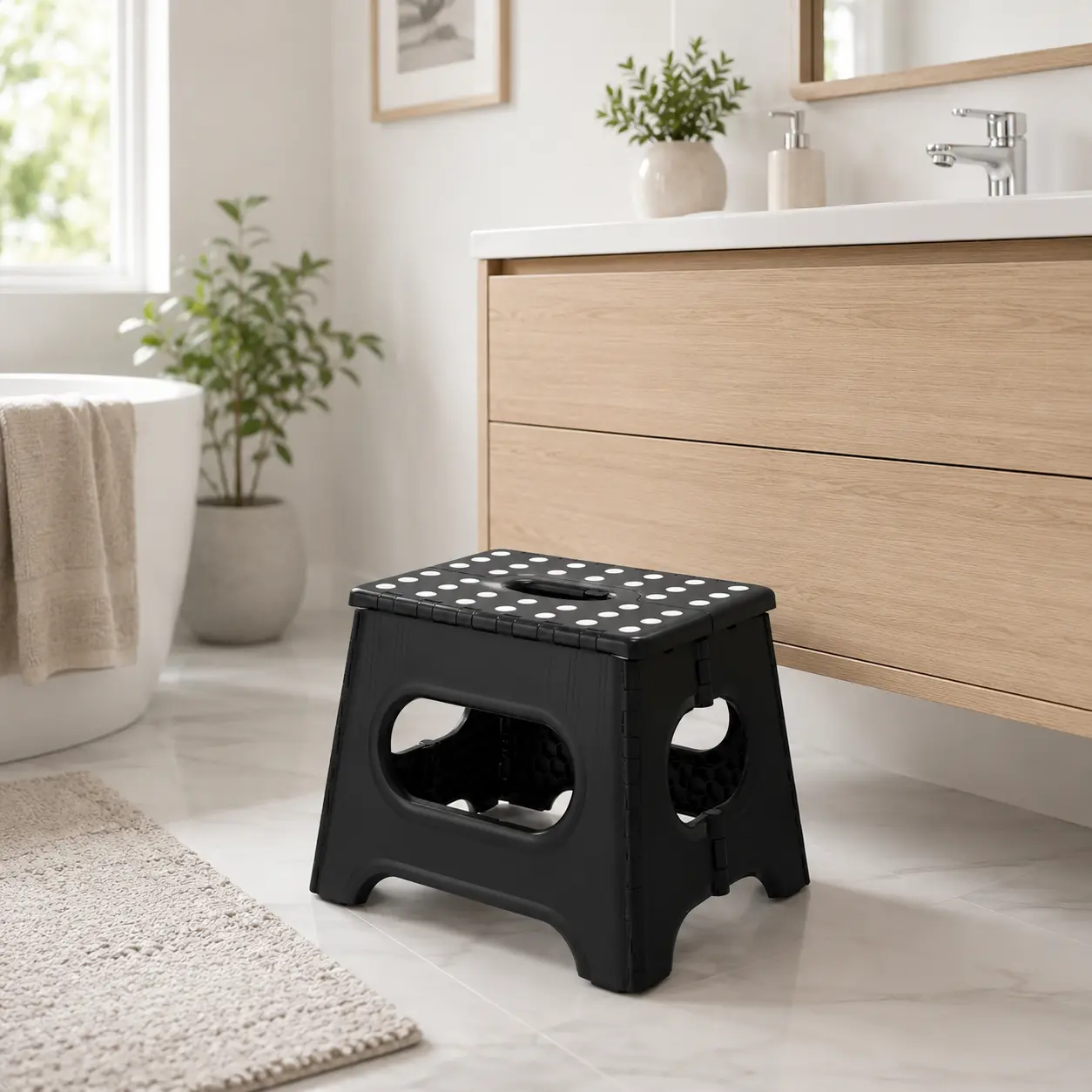 9-Inch Folding Step Stool with Non-Slip Surface and Carry Handle, Heavy-Duty 600 lb Capacity for Kids and Adults