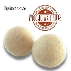 Wool Dryer Balls - Set of TWO - Made in America Natural & Unscented - Softens Clothes Naturally - Replaces Dryer Sheets - Safe for All Clothes - Shortens Drying Time - 100% Wool - 1000+ Loads