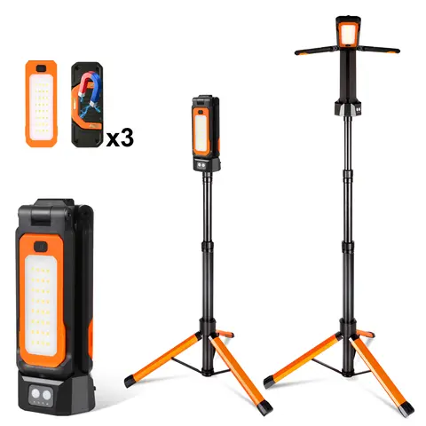 CuLiDing LED Camping Lantern - 12000mAh Detachable, 67in Tall Cordless with Tripod-Stand, High Lumen Brightness Adjustable Lumens 4000-6500 Dimmable LEDs, USB Rechargeable Emergency Worklight for Outdoor Camping, Garage Emergencies