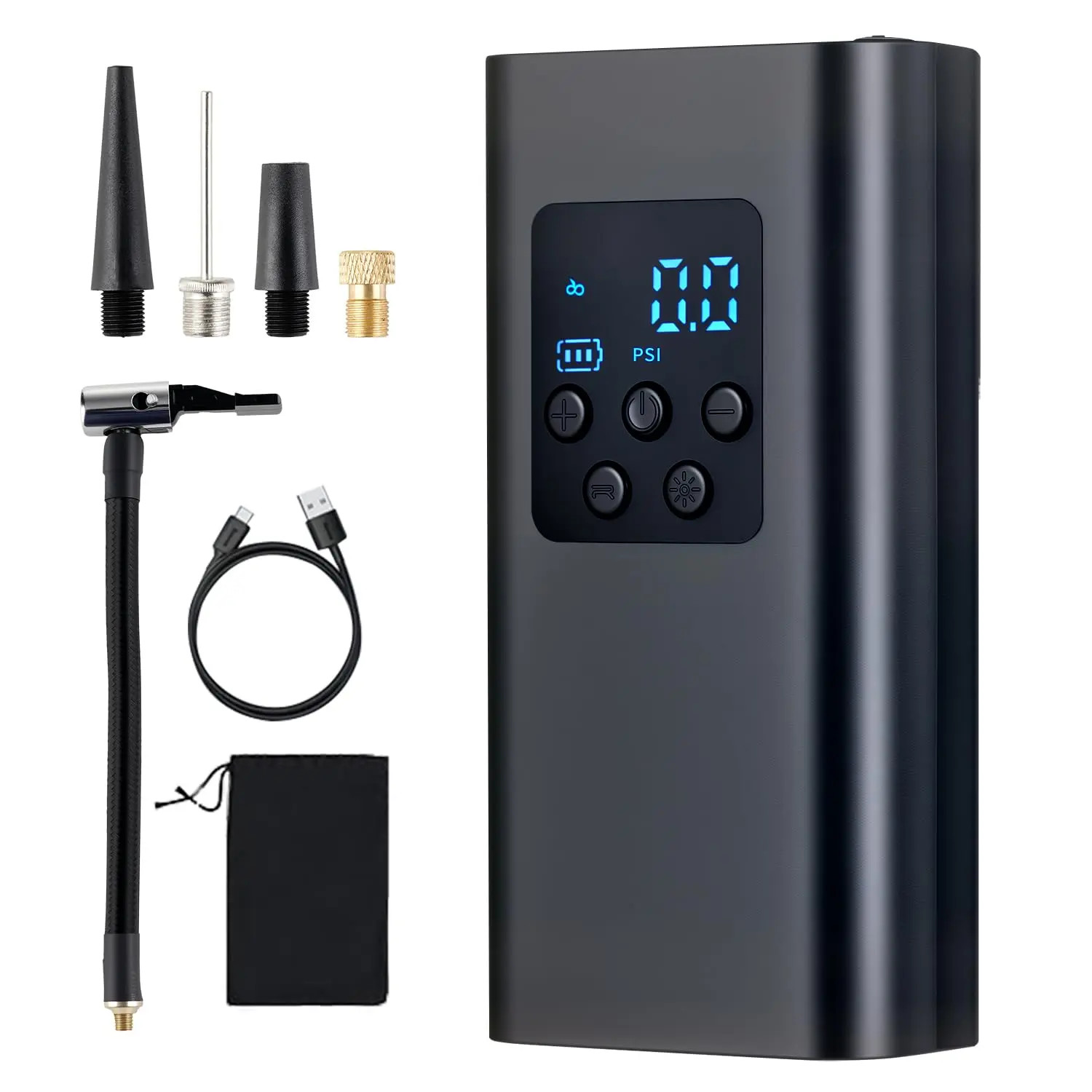 Portable Tire Inflator: 150PSI Air Pump for Car Tires, 6000mAh Battery, 2X Faster, with Digital Pressure Gauge for Cars, Bikes, Motorcycles, Balls.