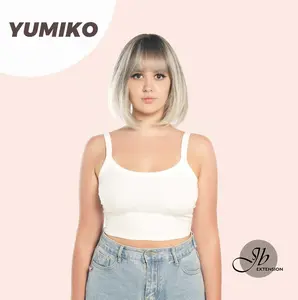 JBEXTENSION 12 Inches Bob Cut Grey Wig With Bangs YUMIKO