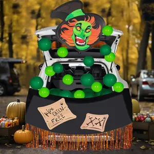 Halloween Trunk Or Treat Car Decorations Kit With Witch’s Soup Theme Design, Witch Hat Head Balloons Tassels Archway Garage Door Haunted House Outdoor Halloween Decorations Outside