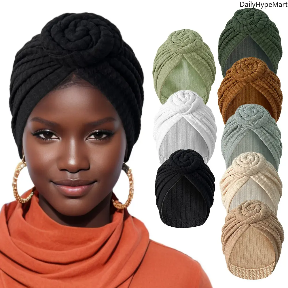 Women's Adjustable Turban Wrap - Boho Floral Scarves, Plain Thick Warm Chemo Cap with Twist Knot, Unisex Wear for Daily Use, Memorial Day Occasions