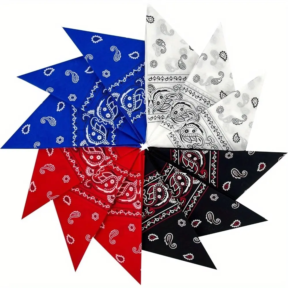 12 Pack 100% Cotton Paisley Bandanas, Unisex Double-Sided Print Head Scarves for Men and Women, 22 x 22 Inch, Algodón Head Scarves, Comfortable Head Scarves