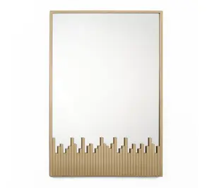 LuxenHome Modern Gold 32" H x 21.7" W Rectangular Wall Mirror
