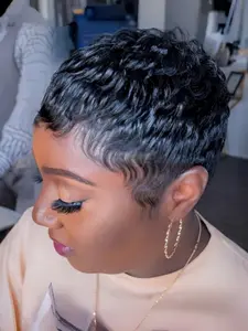 Short Pixie Cut Wig Human Hair Wigs Colored Full Machine Made Wig for Women Natural Looking Wigs
