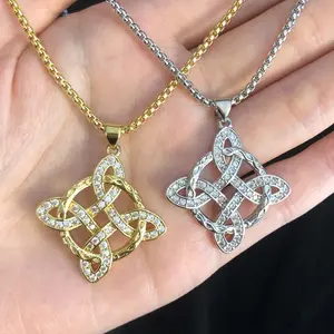 Zircon witch knot necklace Celtic knot amulet for men and women couples gift suitable for engagement wedding jewelry