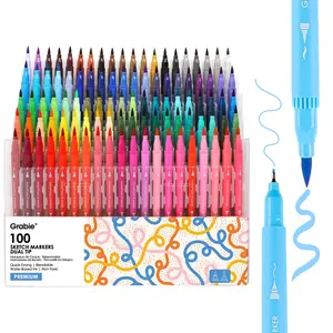 Grabie Dual Tip Water-Based Sketch Marker Set of 100, HolidayHaul