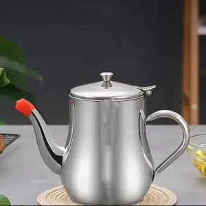 Stainless Steel Oil Pan, Durable Thick Funnel, Large Capacity Tea Coffee Pot, Condiment Jar, Kitchen Spice Storage Bottle, Vinegar Bottle