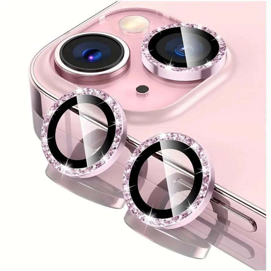 Camera Protector with Sparkling Diamond Design for iPhone17/16/15/14/13/ProMax/Pro/Plus/Air Tempered Glass Screen Protector with Shimmering Diamond Details Scratch-Resistant Easy to Install Exquisite Mobile Accessory for Long-Lasting Smartphone Protection