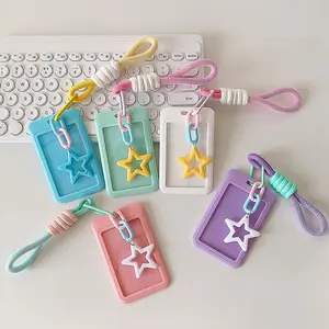 1pcsMen's Casual Plastic Card Holder Id Badge Holder with Lanyard, Ideal for Daily Use, Travel & Office, Perfect Gift for Valentine's Day, Teacher's Day, Christmas, Office Supplies