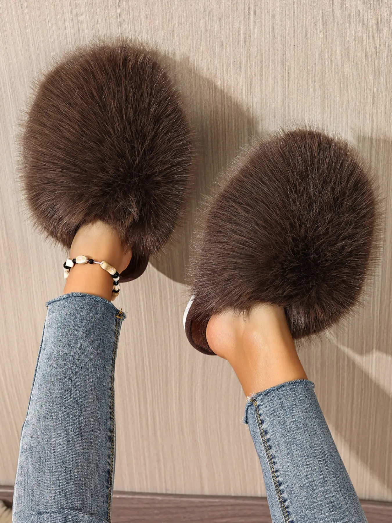 Women's Plush Fluffy House Slippers, Indoor Home Slippers, Rubber Sole, Soft Fuzzy Interior Design, Warm Comfortable Winter Home Shoes, Fall & Winter Casual Footwear