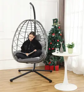 LHBCRAFT Egg Chair with Stand, Swing Chair Hanging Chair Nest Basket, UV Resistant Removable & Washable Cushions,Christmas gift