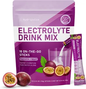 Sugar Free Naturally Flavored Electrolyte Powder Packets with 10 Essential Electrolytes and Vitamins Passion Fruit Flavors Keto Friendly Vegan Non GMO 18 Packets for Rapid Hydration Recovery Energy Support and Daily Performance Drink Mix