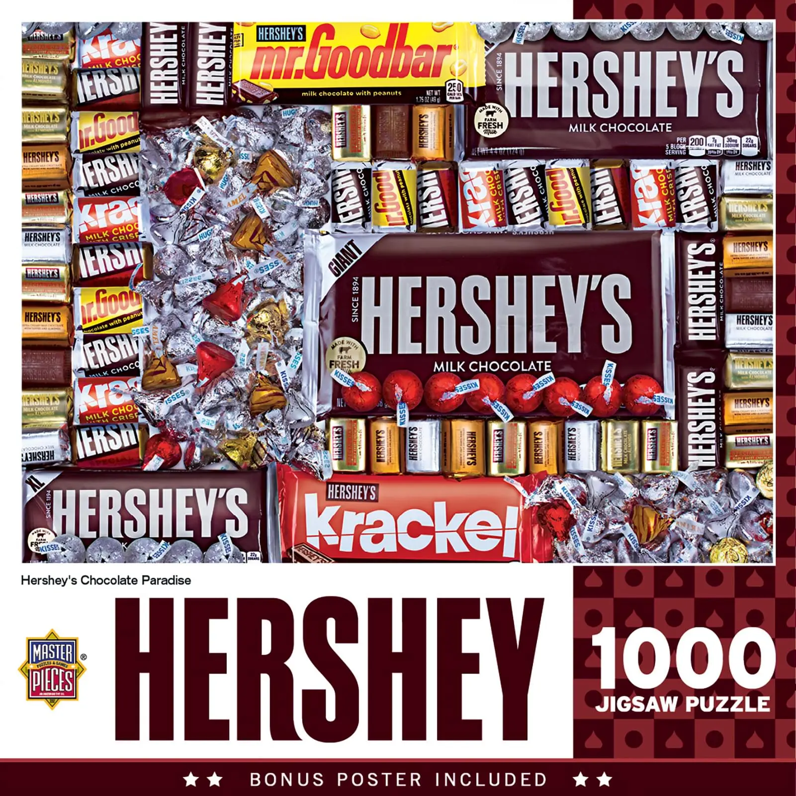 Hershey's Chocolate Paradise 1000-Piece Jigsaw Puzzle, Art Puzzles Gift, Creative Game with Hershey’s Charm for Ages 12+