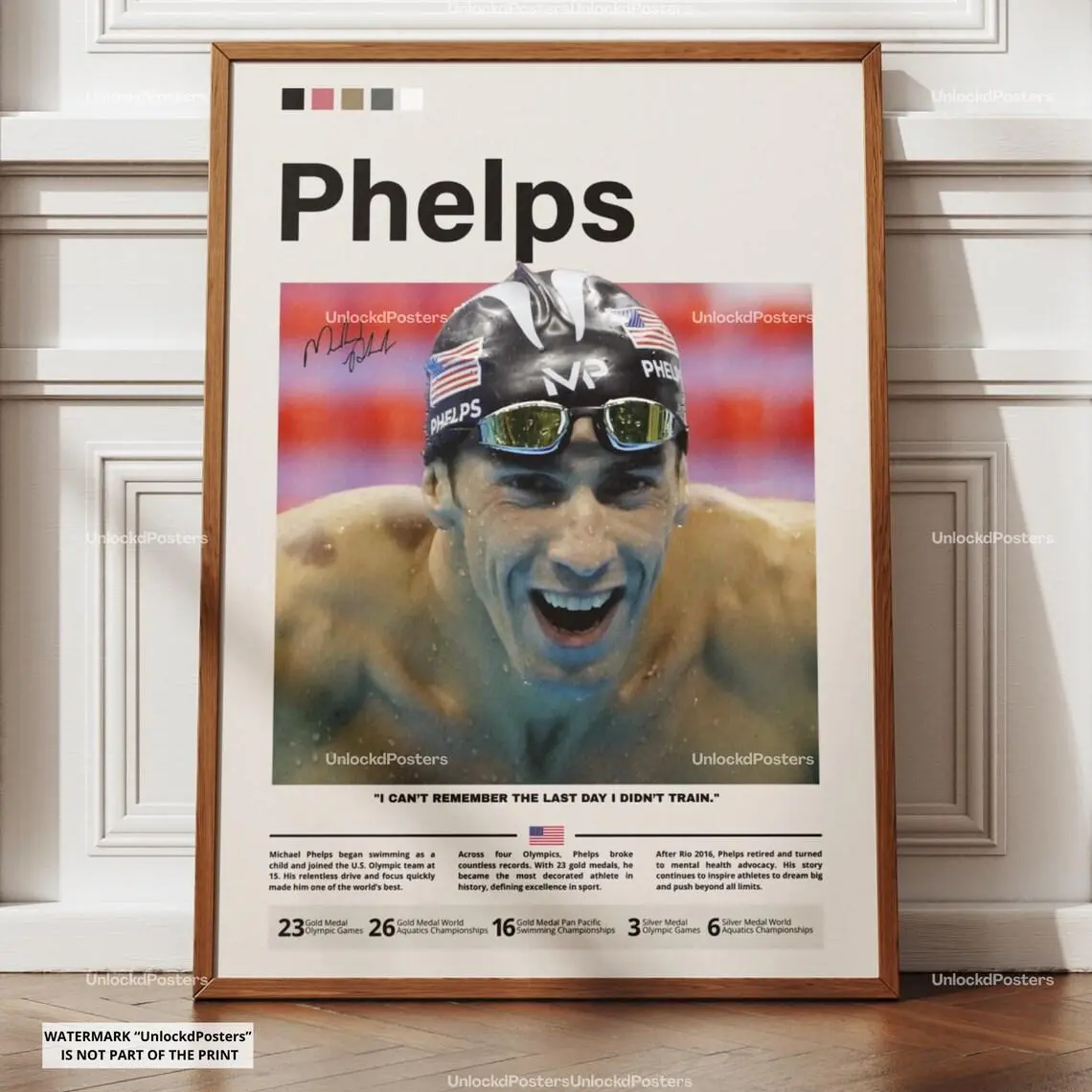 Michael Phelps Poster, Phelps Print, Swimming Decor, Olympic Champion Print, Athlete Fan Gift Idea, Sports Room Poster, Phelps Wall Art