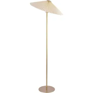Pleated Floor Lamp, Pole Floor Lamps, Simple Design Tall Lamp with Fabric Lampshade, Standing Lamp for Living Room, Bedroom, Office, Home (Champagne Gold)