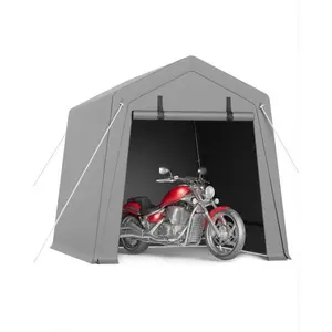 Garvee 6x8 ft Outdoor Portable Carport Garage - Heavy Duty Waterproof UV Resistant Storage Shed with Roll-up Zipper Door for Motorcycle, Bike, Firewood, Garden Tools