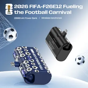 2026 FIFA F26E12 World Cup Co-Branded In-Ear Headphones, Wireless Stereo Bluetooth Earphones, Built-in 2000mAh Power Bank, Ultra Long Battery Life, Compact Portable High-Quality Sports Audio Headset