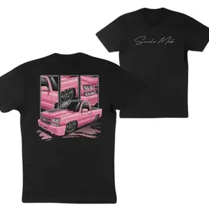 Pink Trucks And Classic Black Tees For Men Stylish Streetwear Car Merchandise T-Shirts