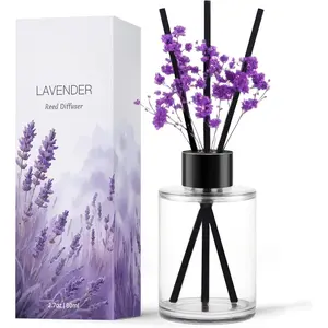 Reed Diffuser,  Lavender Reed Oil Diffusers Set for Office Decor Bedroom Living Room  for  Idea &   2.7oz(80ml)