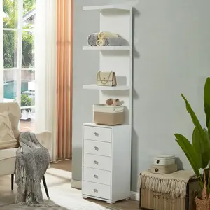 Multifunctional storage rack with 5 drawers and 3 partitions, suitable for minimalist-style bedrooms and living rooms