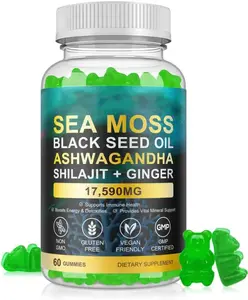 Sea Moss Gummies, Sea Moss, Bladderwrack, Ashwagandha, Burdock Root, Energy, Immune Support, 60 Vegan Gummies