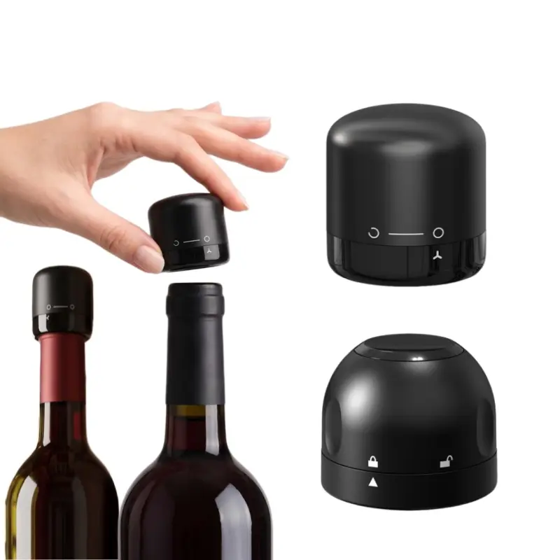 2026 New Wine Bottle Stopper, Automatic Fresh-Keeping, Supports Horizontal Bottle Placement, Fits Red Wine, Champagne & Whiskey. Made of Food-Grade Silicone, Perfect for Bar, Party and Home Use-MM