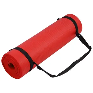 Fitvids 1/2-Inch Thick High Density Exercise Yoga Mat with Carrying Strap, Red