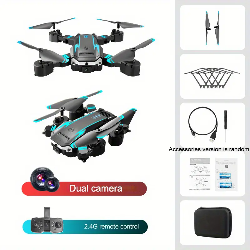 S6PRODual Camera Drone with Intelligent Obstacle Avoidance, Foldable FPV RC Quadcopter for Beginners & Adults, Optical Flow Hover Positioning, Carrying Case Included, Blue & Black Design