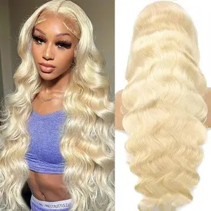 BABOSHOW 613 Blonde 13X6 Body Wave HD Transparent Lace Frontal Pre Plucked 180% Density 99J Burgundy and Red Colored Human Hair Wigs P4/27 Highlight Lace Front wig For Women Can be Dyed & Restyle