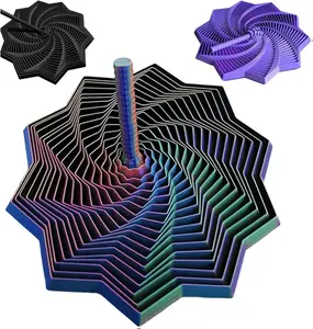 3D Printed Expanded Sensory Fidget Star Fractal Hexagon with Handles 2025 New Star Shaped Fidget Toys for Office Desktop Decompression Stress Relief Whirling Spiral Blue Purple Large