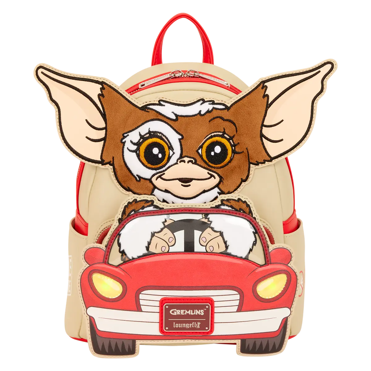 Gremlins Gizmo Plush Light-Up Mini Backpack, Sturdy Faux Leather, Adjustable Shoulder Straps