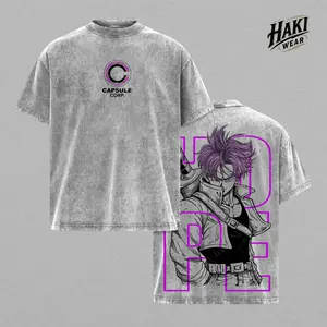 Trunks DBZ T-Shirt, Future Trunks Capsule Corp Graphic Tee, Back Print Vintage Anime Shirt, DBZ Streetwear, Graphic Tees Men, Trendy Tshirts, Men's T Shirts, Unisex Cotton Distressed Tee, Merch For Men, Men Fashion Graphic Tee