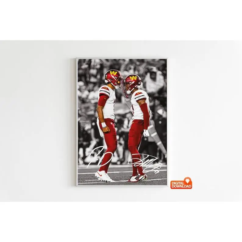 Terry McLaurin Poster, Jayden Daniels Poster, Signed Football Poster, Digital Download (Send a message for custom sizes)