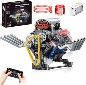 Unleash Your Inner Engineer with the Ultimate Build Your Own V8 Engine Set - 665 Pieces of Fun and Learning! Diy Engineering Model Stem Building Blocks