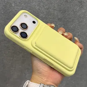 Magnetic Liquid Silicone Case For iPhone Air 16 17 15 14 13 Pro Max with Magsafe Card Bag Wallet Case for iPhone 17 16 15