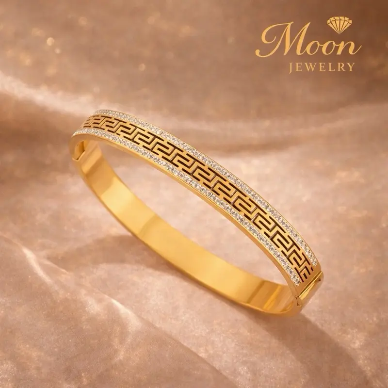 Greek Pattern Gold Bracelet – Stainless Steel 18K PVD